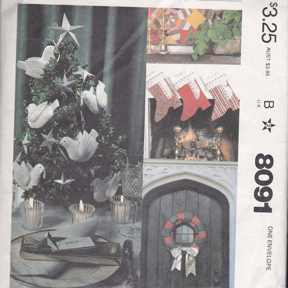McCall's Crafts Sewing Pattern 8091 Holiday Ornaments, Wreath,Stockings